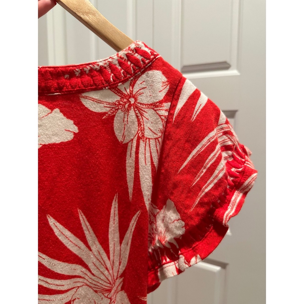 Talbots Petite Small Red Tropical Floral Flutter Sleeve Embroidered Shift Dress - Picture 7 of 7